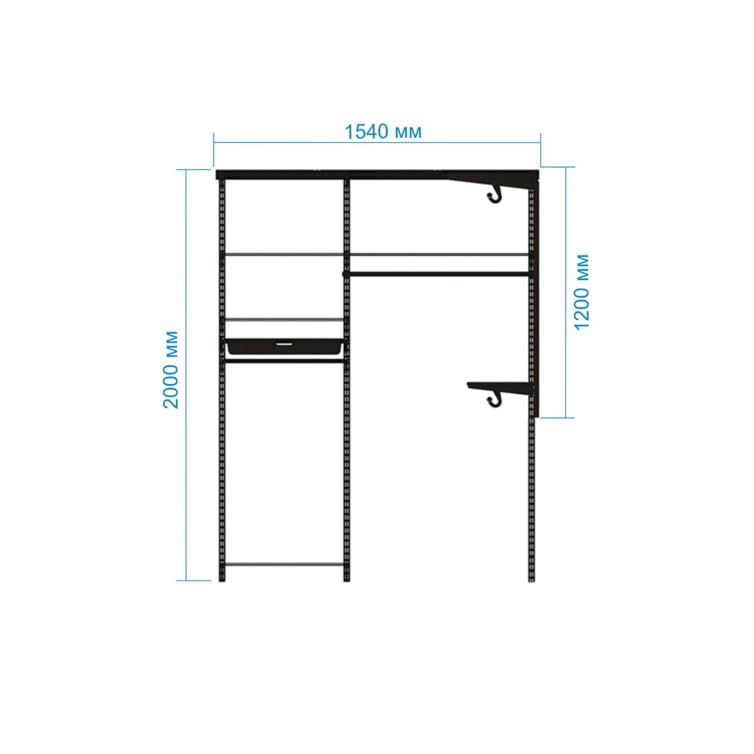 Гардеробная система Gardie угловая для хранения одежды