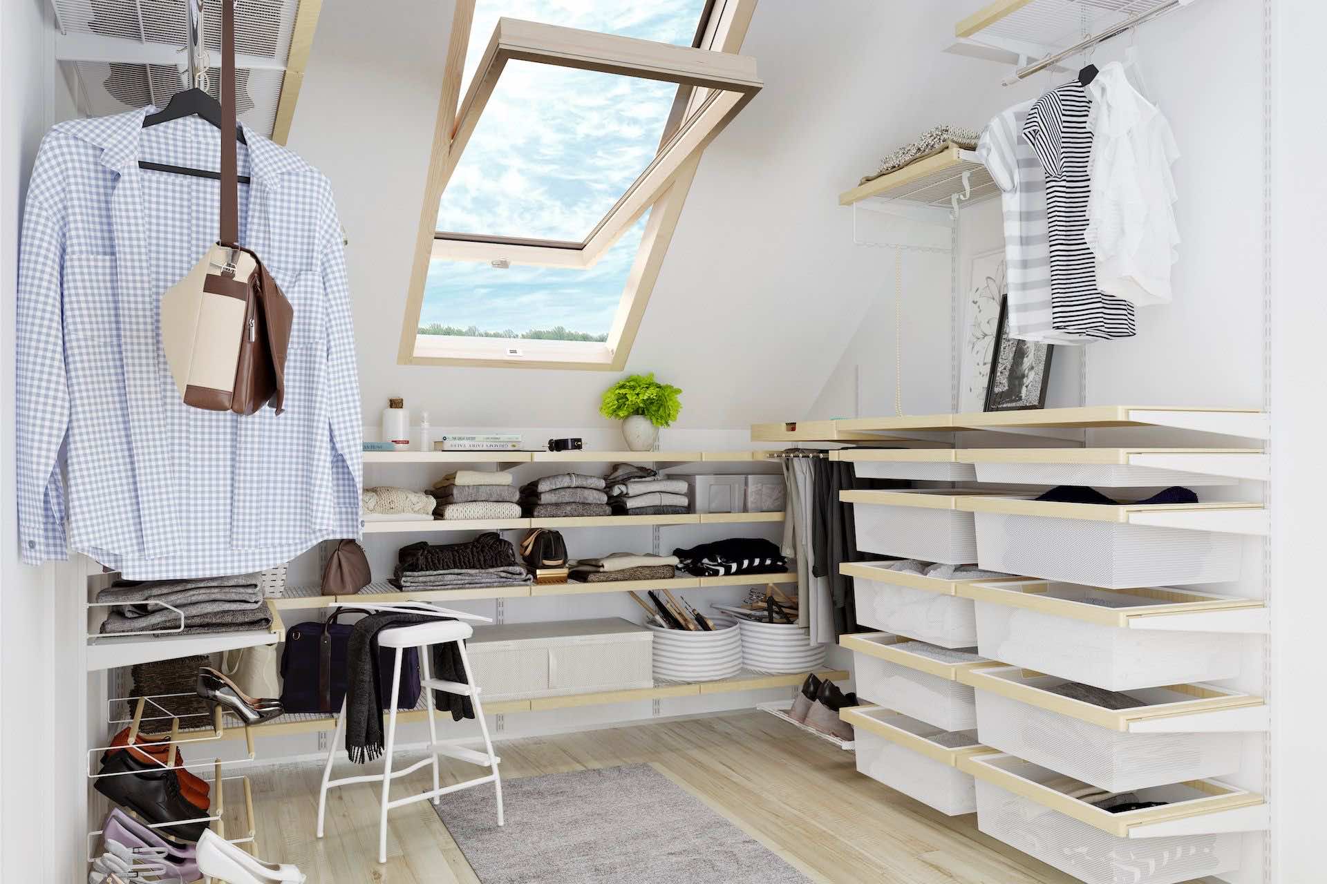 Гардеробная система для мансард — компактное решение в скошенном пространстве