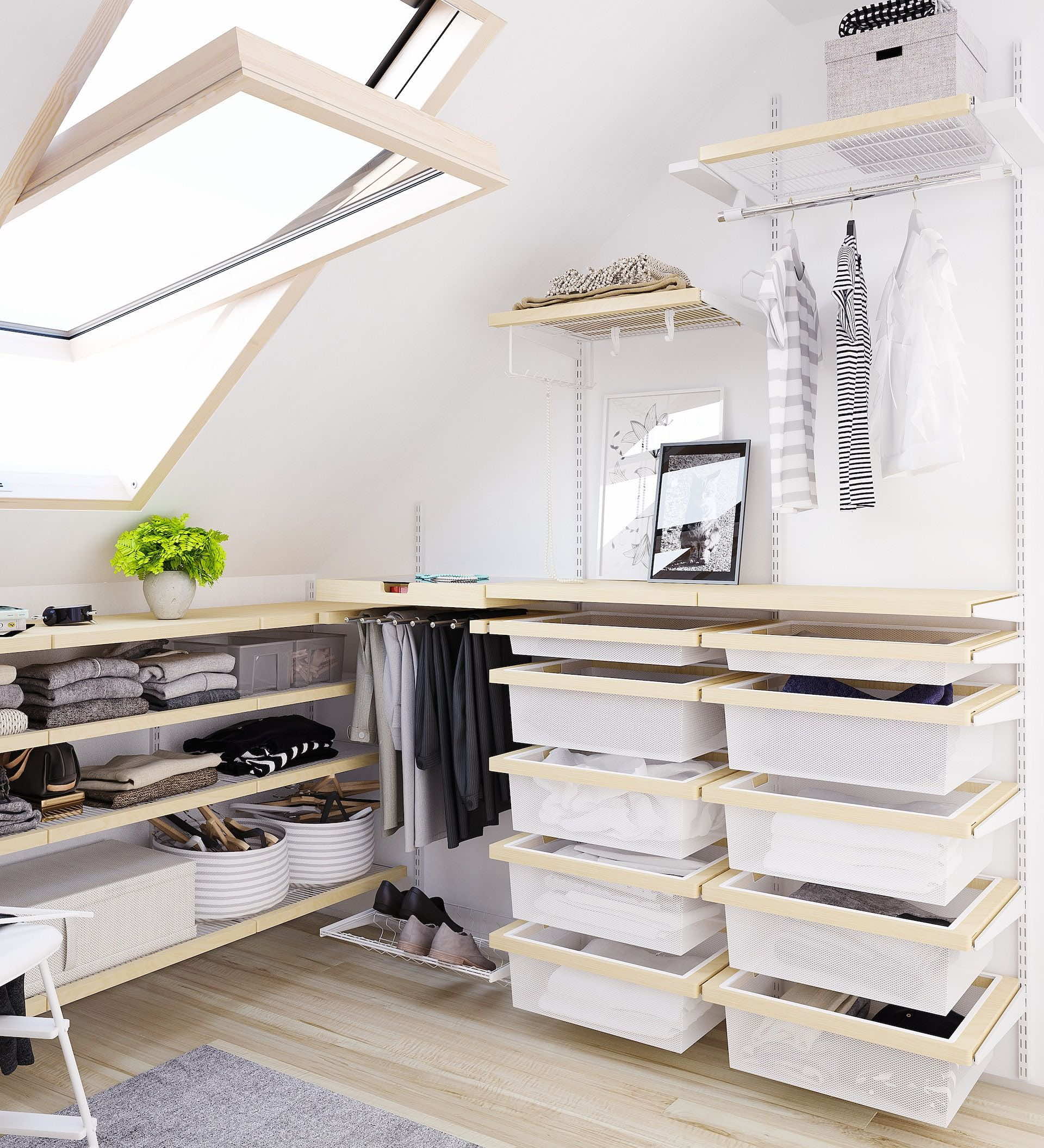 Гардеробная система для мансард — компактное решение в скошенном пространстве