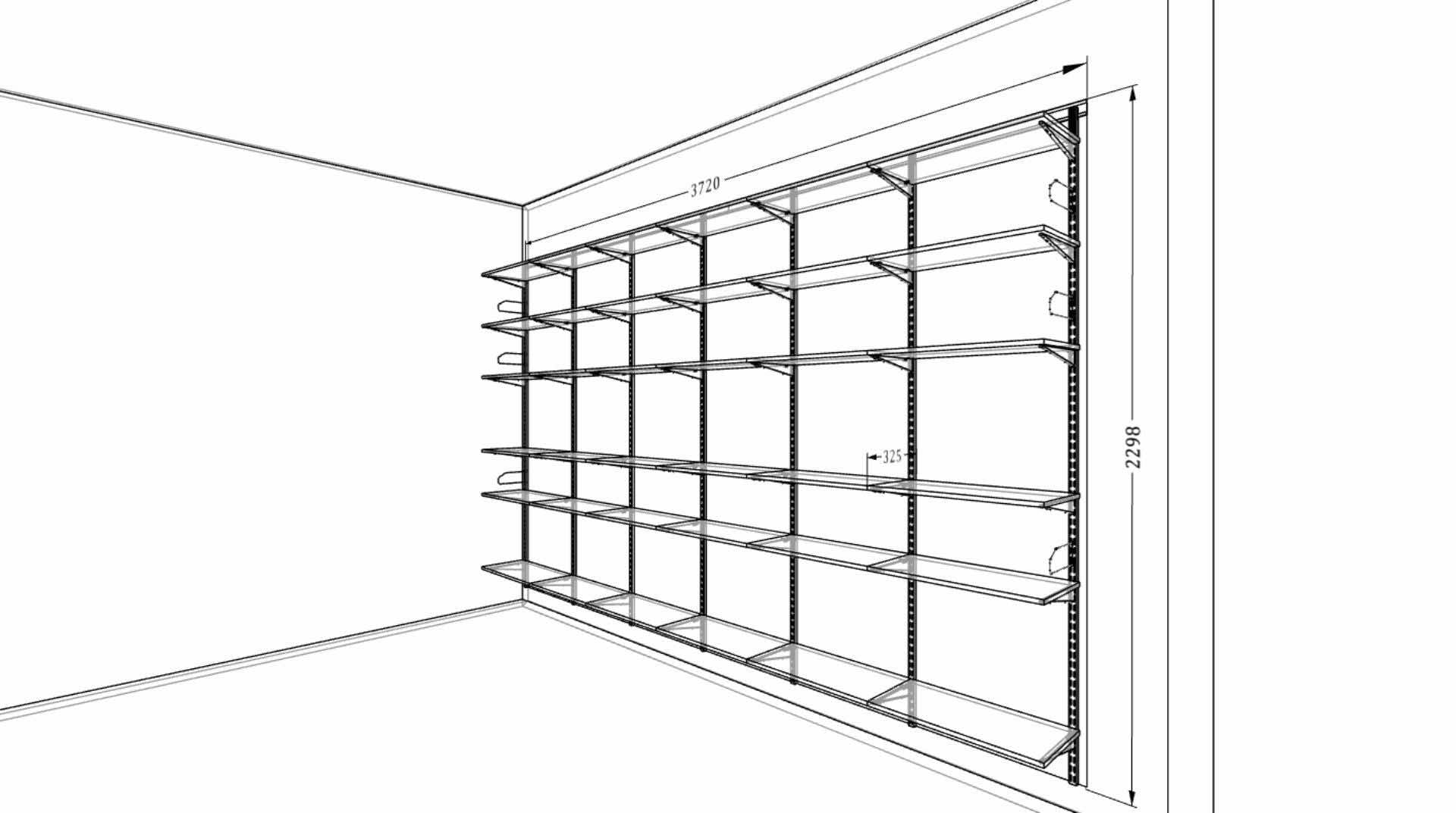 Стеллажная система для библиотеки и медиазоны во всю стену