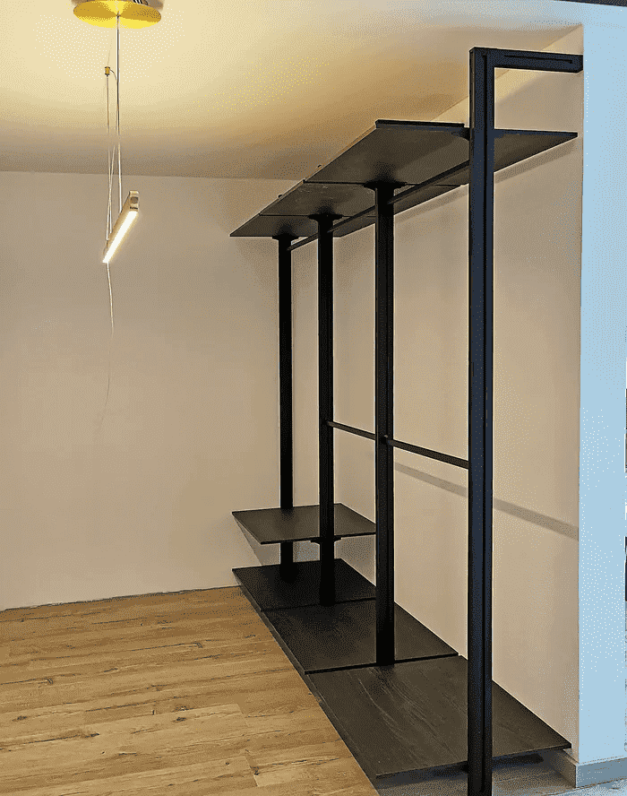 Угловая открытая гардеробная система Vitra с анодированным алюминием