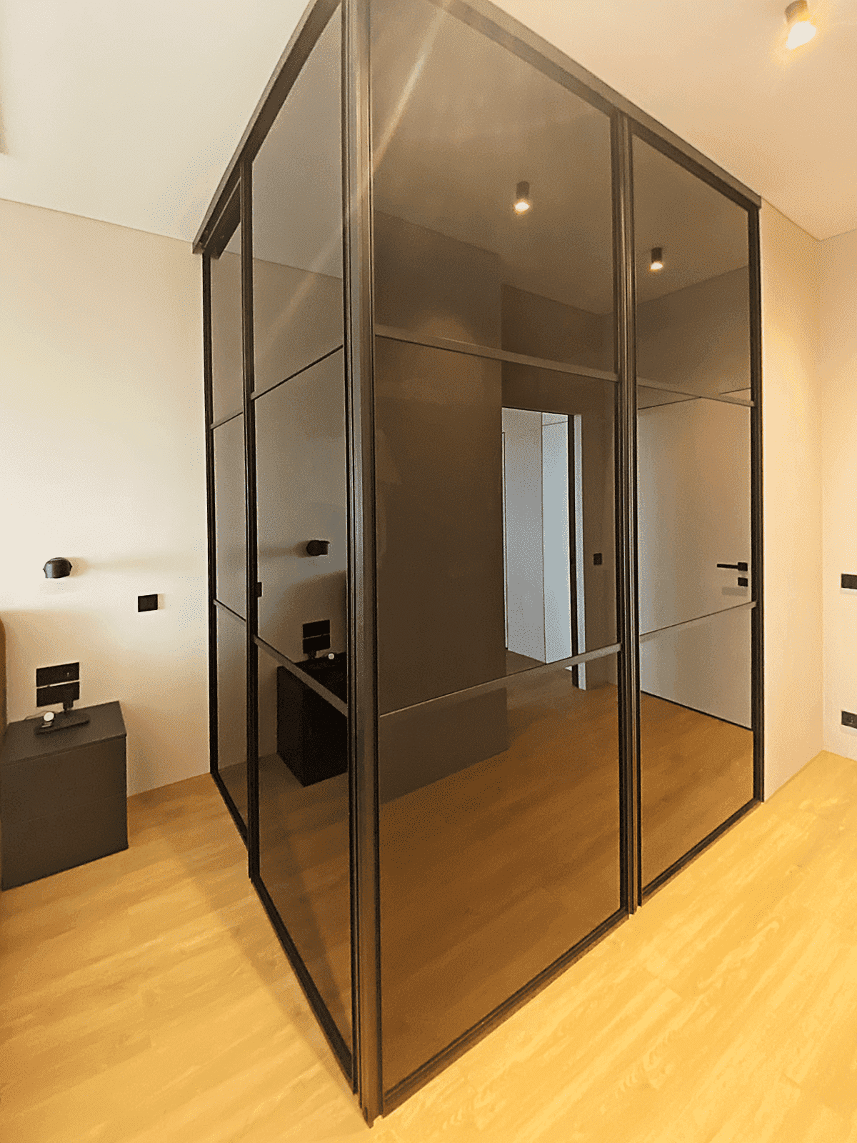 Двери-купе для гардеробной с тонированным стеклом