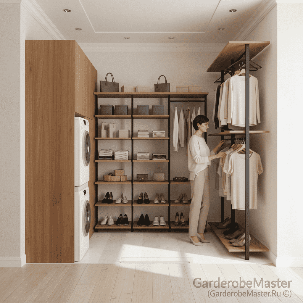 Угловая открытая Гардеробная система Vitra Black из анодированного алюминия и ЛДСП EGGER