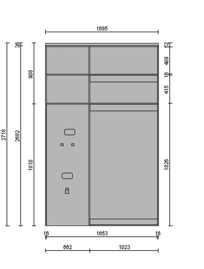 Угловая открытая Гардеробная система Vitra Black из анодированного алюминия и ЛДСП EGGER