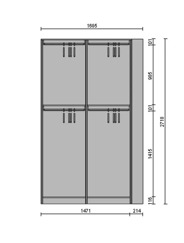 Угловая открытая Гардеробная система Vitra Black из анодированного алюминия и ЛДСП EGGER