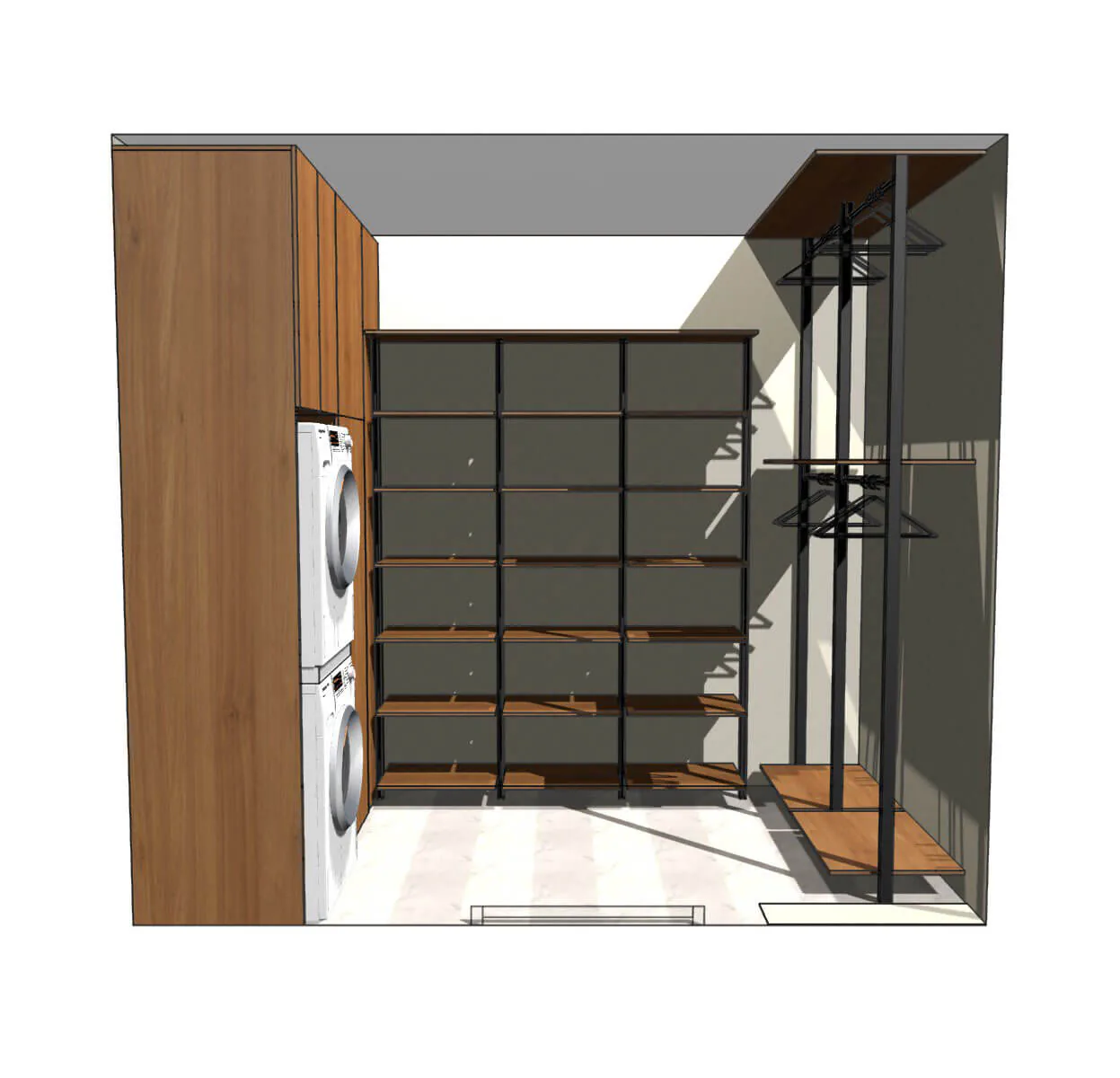 Угловая открытая Гардеробная система Vitra Black из анодированного алюминия и ЛДСП EGGER