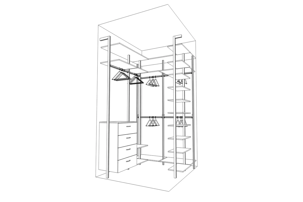 Гардеробная система Vitra Black из алюминия и лдсп с индивидуальным дизайном