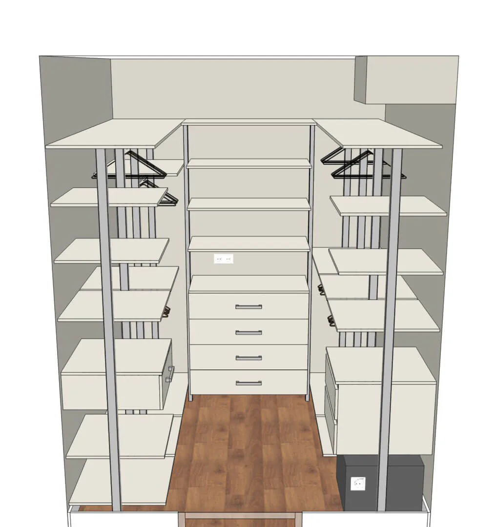 Гардеробная система Stilos Alum  ссимметричной композицией