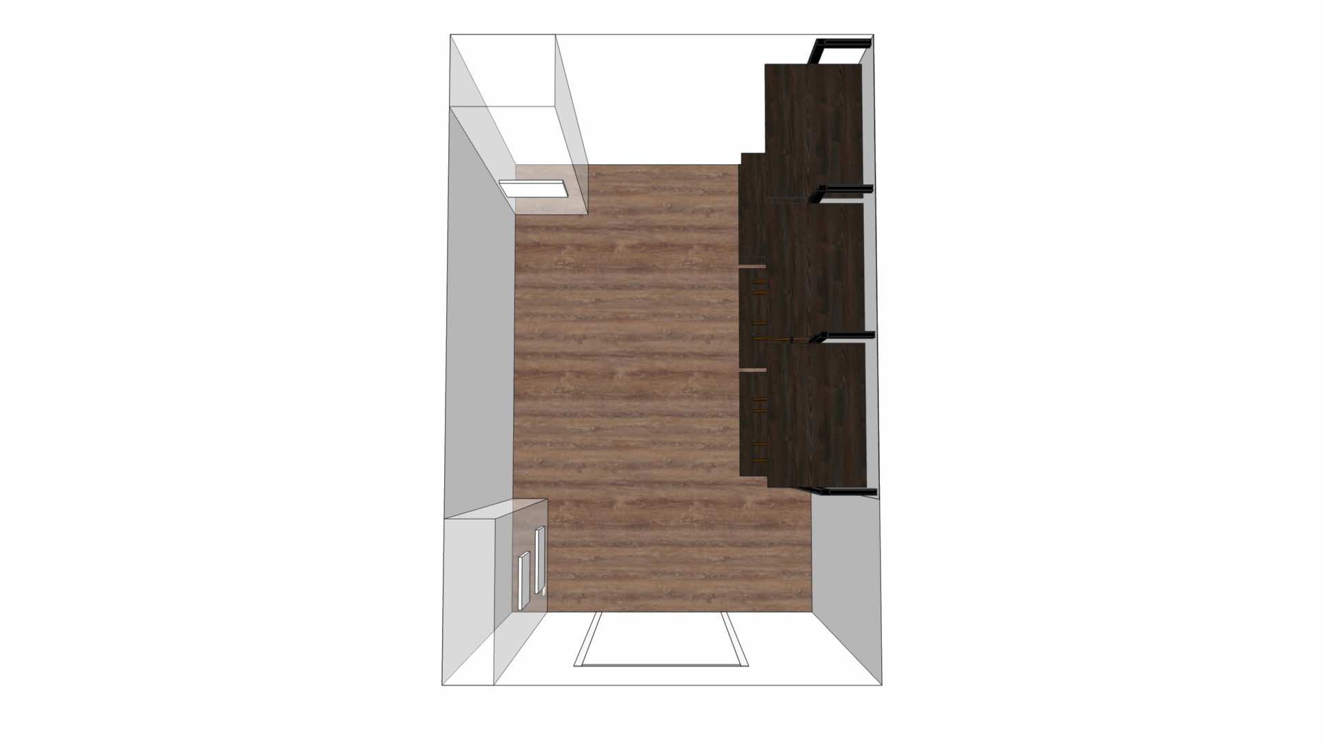 Угловая открытая гардеробная система Vitra с анодированным алюминием