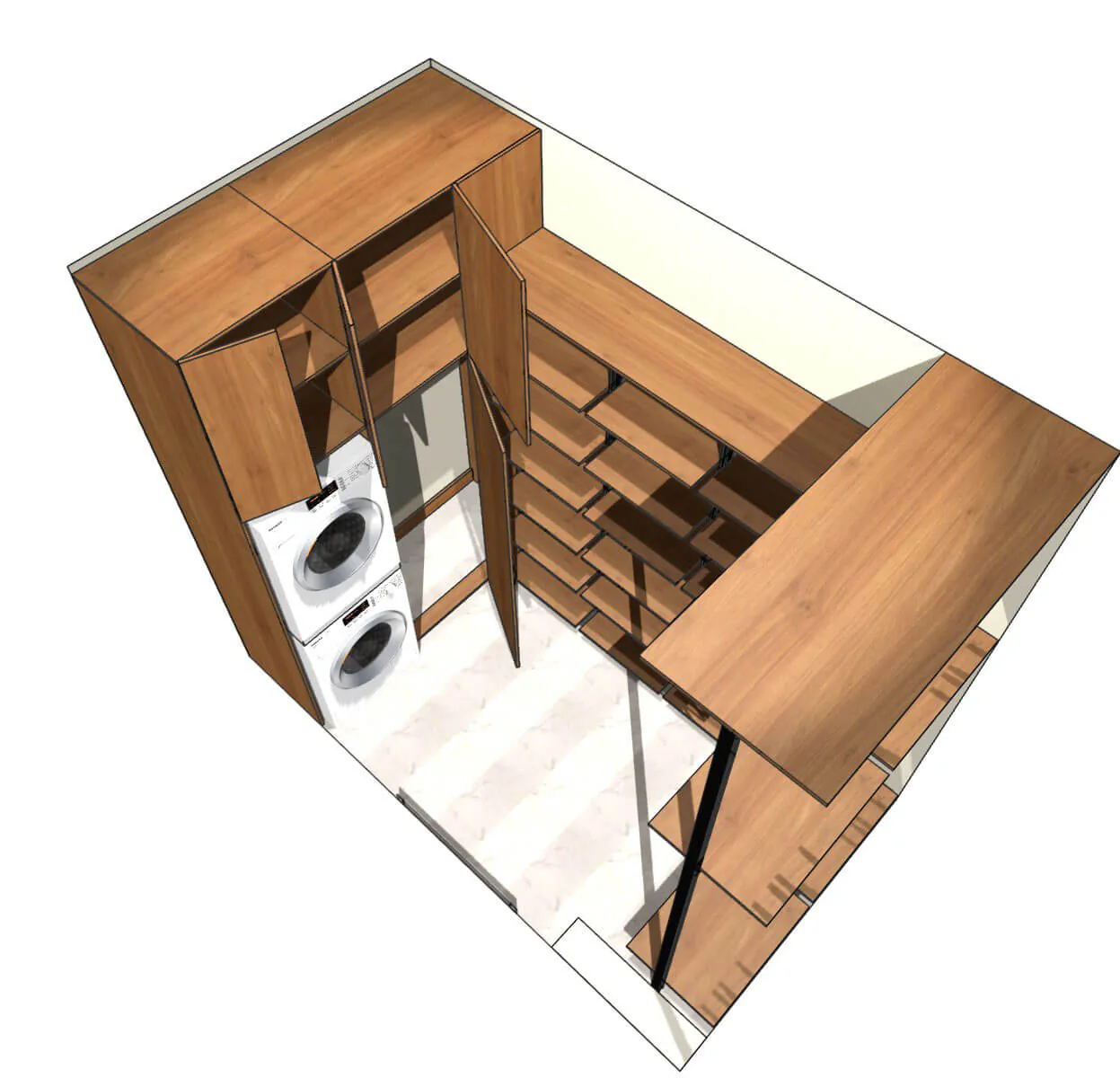 Угловая открытая Гардеробная система Vitra Black из анодированного алюминия и ЛДСП EGGER