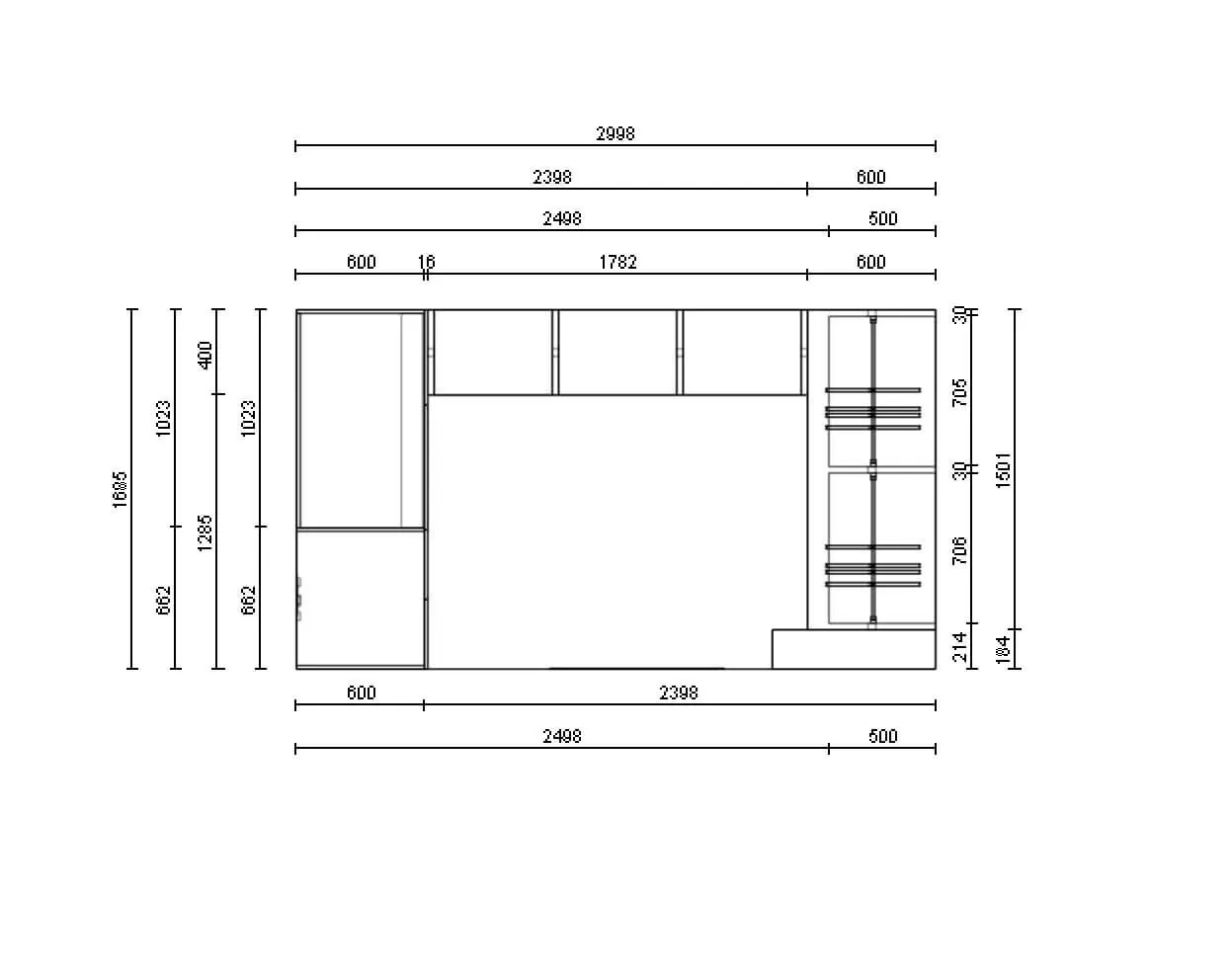 Угловая открытая Гардеробная система Vitra Black из анодированного алюминия и ЛДСП EGGER