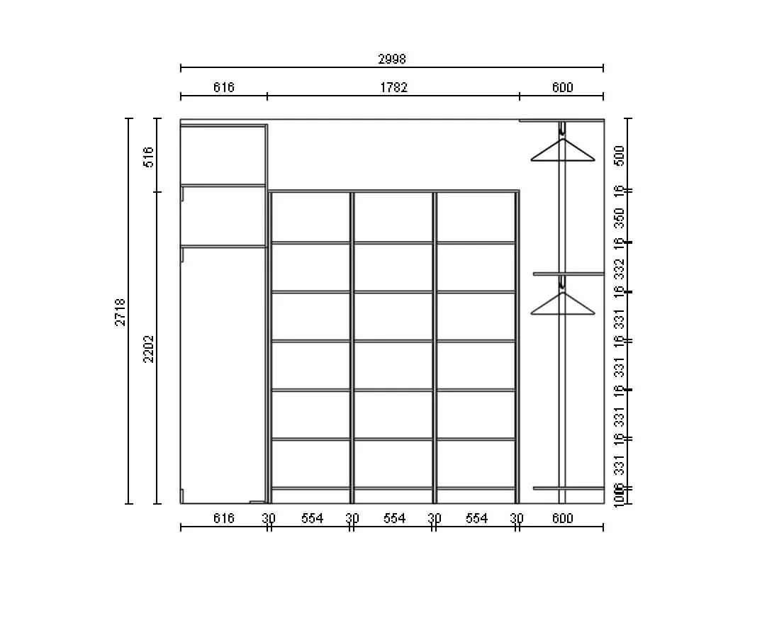 Угловая открытая Гардеробная система Vitra Black из анодированного алюминия и ЛДСП EGGER