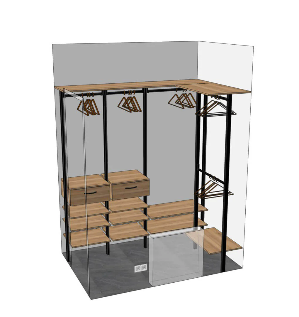 Гардеробная система Stilos с открытой архитектурой