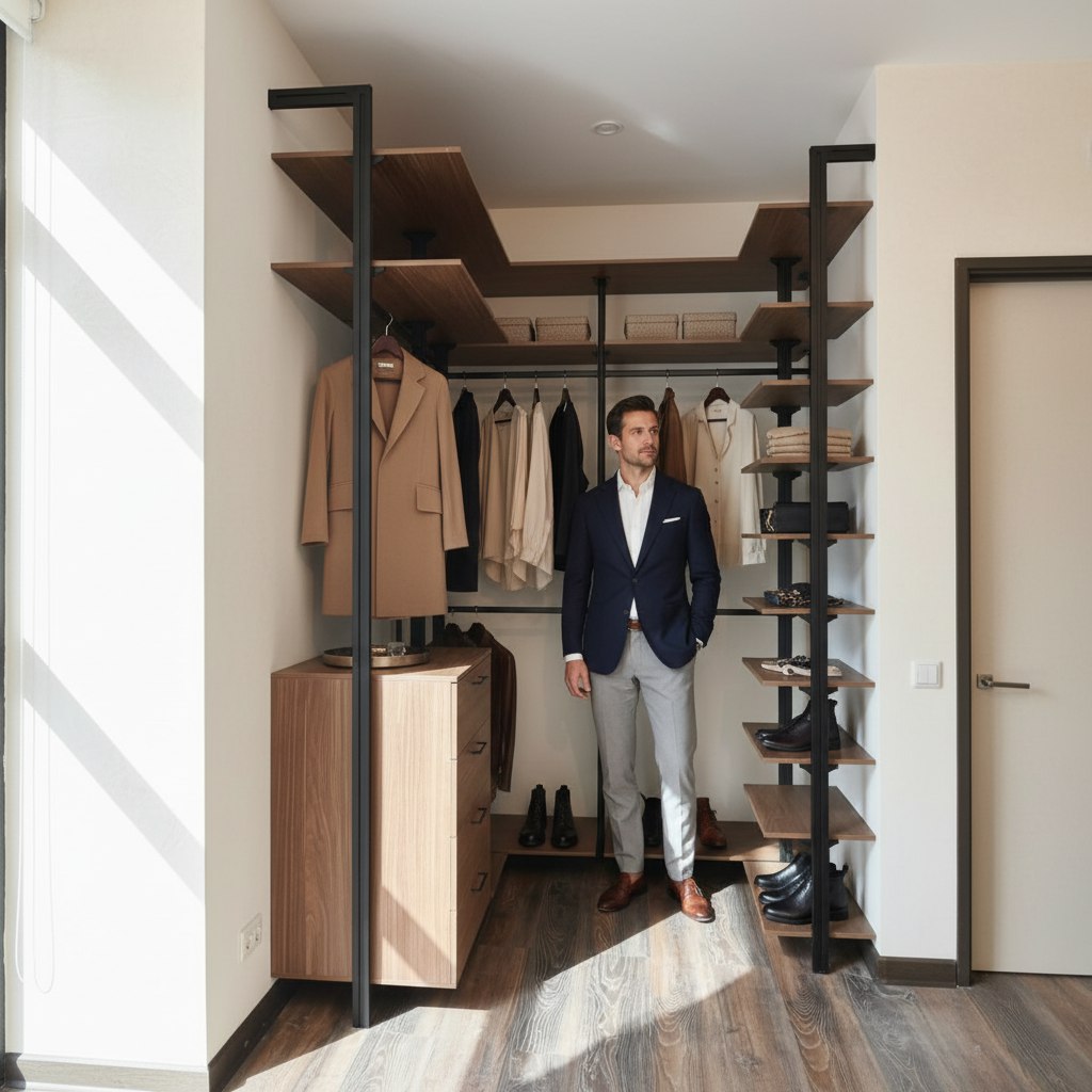 Гардеробная система Vitra Black из алюминия и лдсп с индивидуальным дизайном