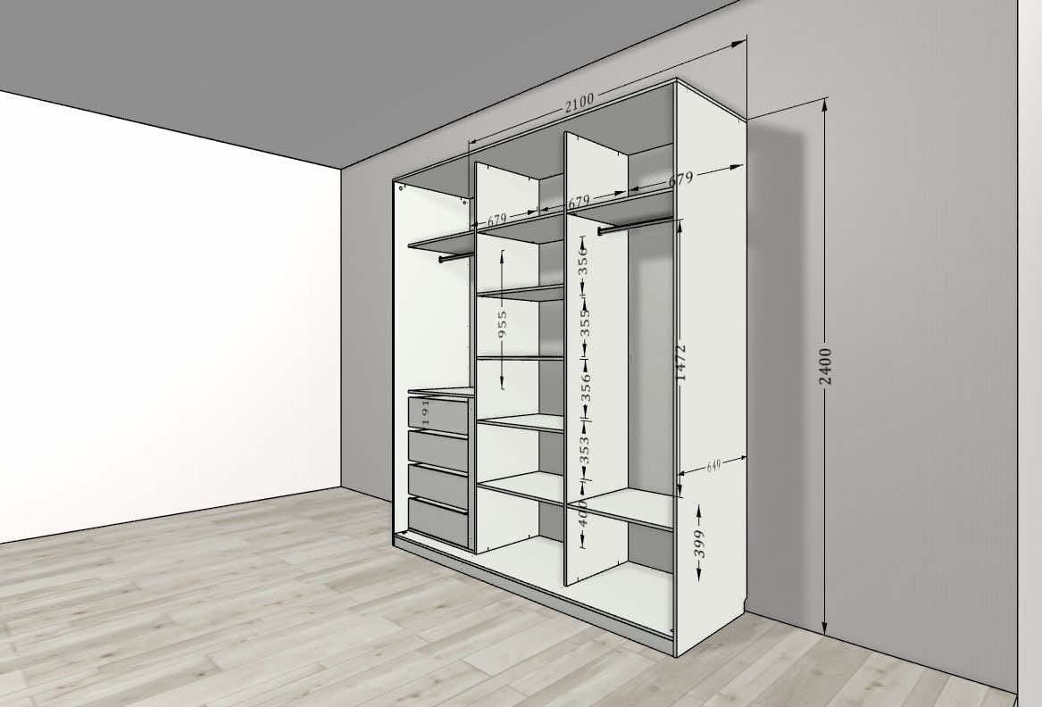 Шкаф-купе для гостиной/прихожей, размер 210x65x240 см