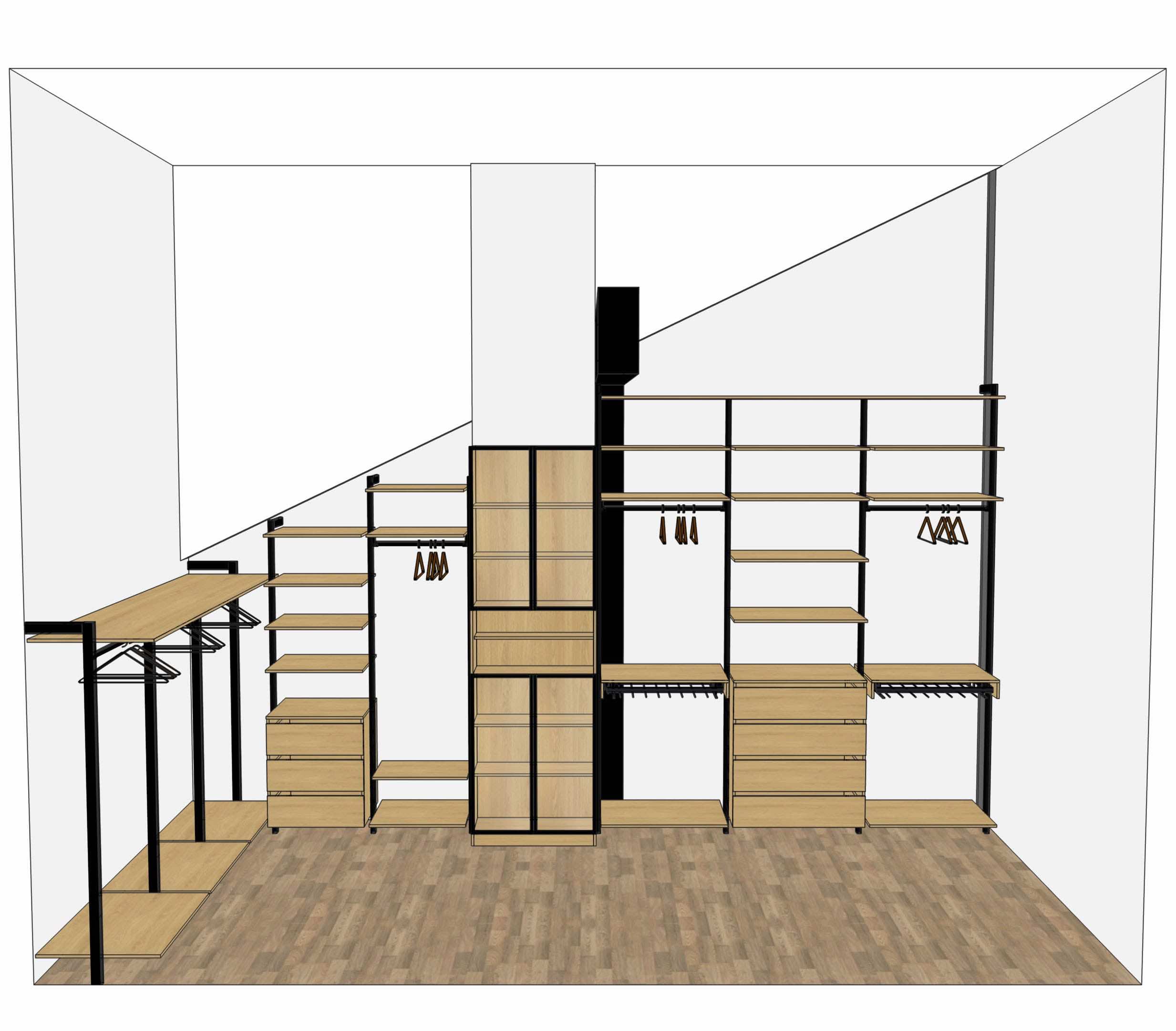 Гардеробная Stilos Black из алюминиевых профилей EUREKA с индивидуальным дизайном