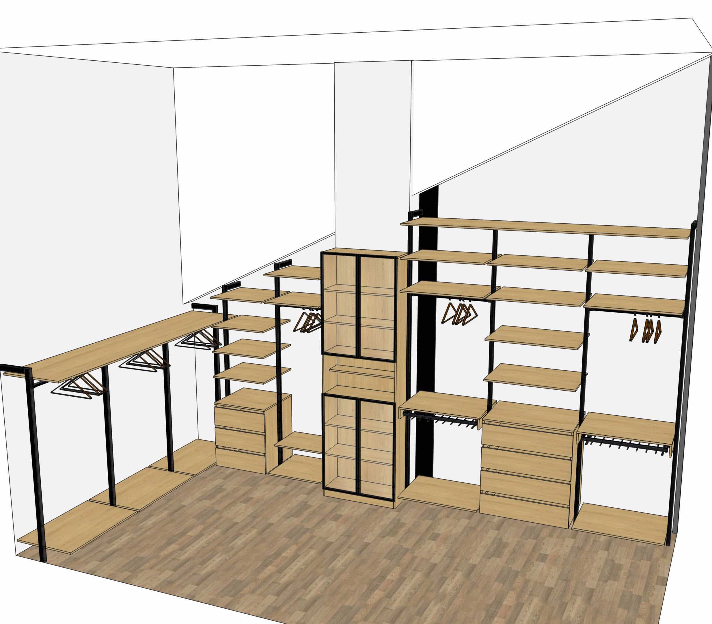 Гардеробная Stilos Black из алюминиевых профилей EUREKA с индивидуальным дизайном