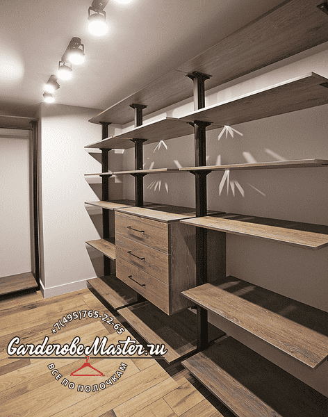 Гардеробная система в современном стиле с металлическим каркасом