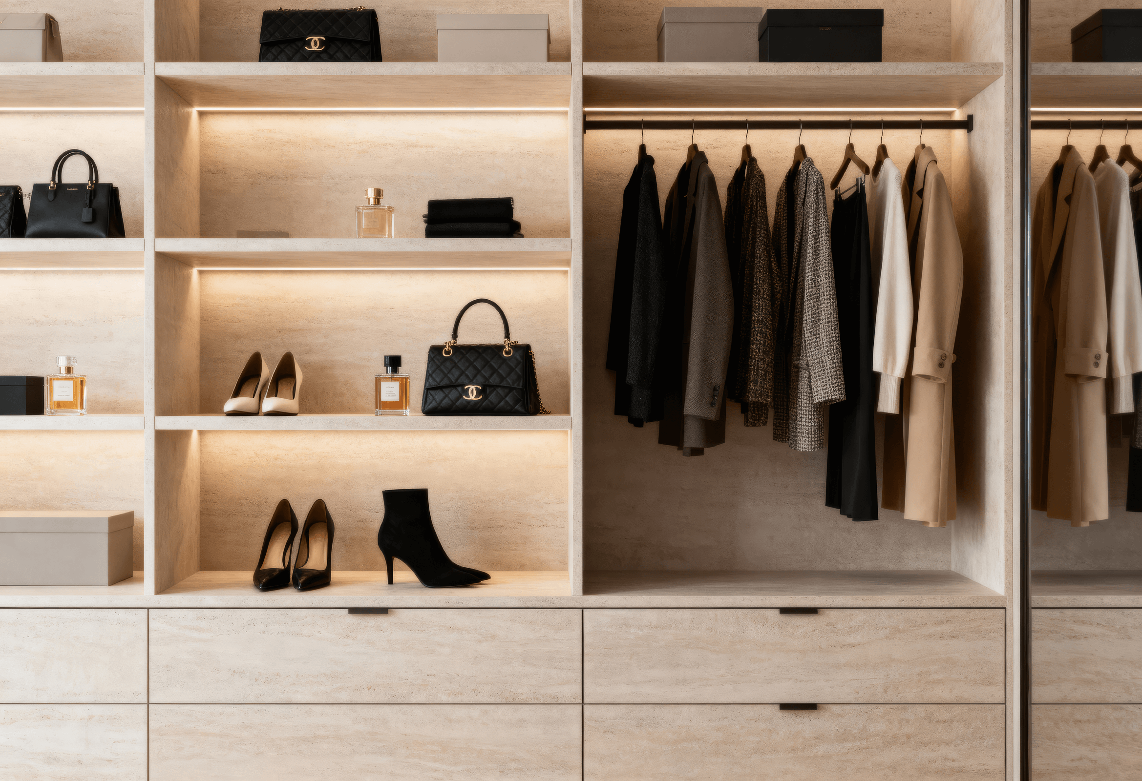 Разные конфигурации гардеробной в одном помещении