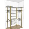 Гардеробная на стойках Stilos Gold с белыми фасадами и золотыми акцентами — ракурс 6, гардеробная на заказ