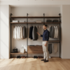 Гардеробная система Vitra Black на металлических стойках с ЛДСП Egger — ракурс 3, гардеробная на заказ