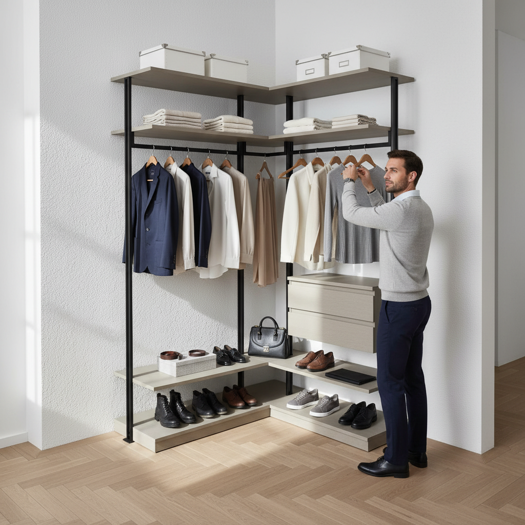 Современная гардеробная система VITRA черного цвета с ЛДСП Egger — сгенерированное изображение 3