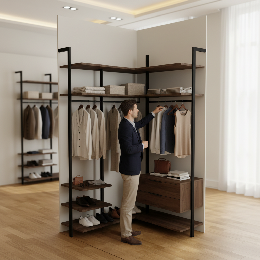 Гардеробная система Vitra Black с высоким качеством материалов и функциональностью — ракурс 3, гардеробная на заказ