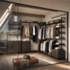 Гардеробная система Vitra Черный на мансарде — сгенерированное изображение 1