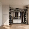 Гардеробная на стойках Vitra Black из ЛДСП белого цвета — гардеробные системы — основной вид, гардеробная на заказ