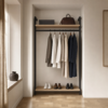 Гардеробная 1250 на стойках Vitra Black с дубом Кендал натуральным — гардеробные системы — ракурс 2, гардеробная на заказ