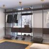 Общий вид гардеробной системы Vitra Black с металлическими стойками и полками
