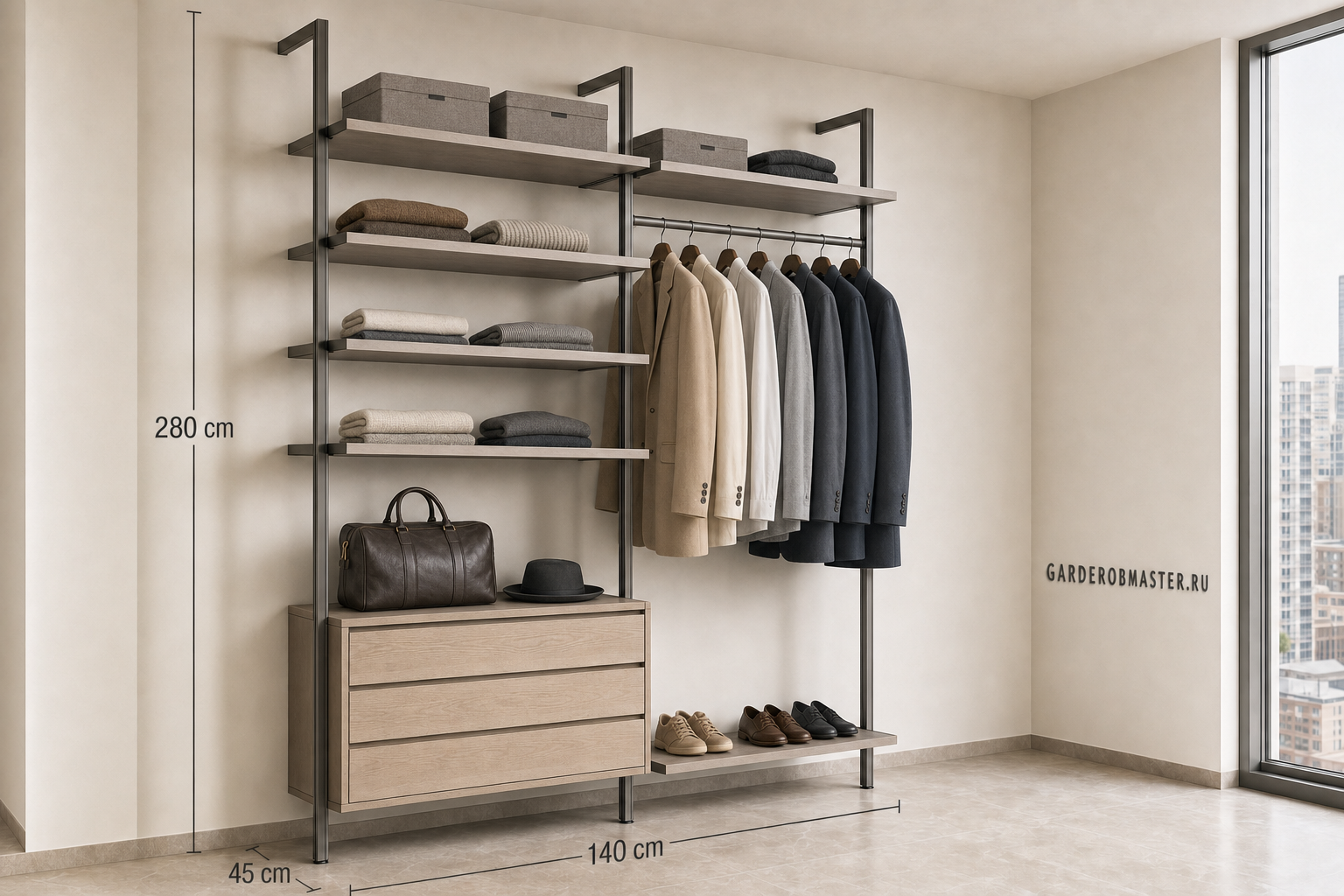 Гардеробная система Vitra Alum для балкона — ракурс 3