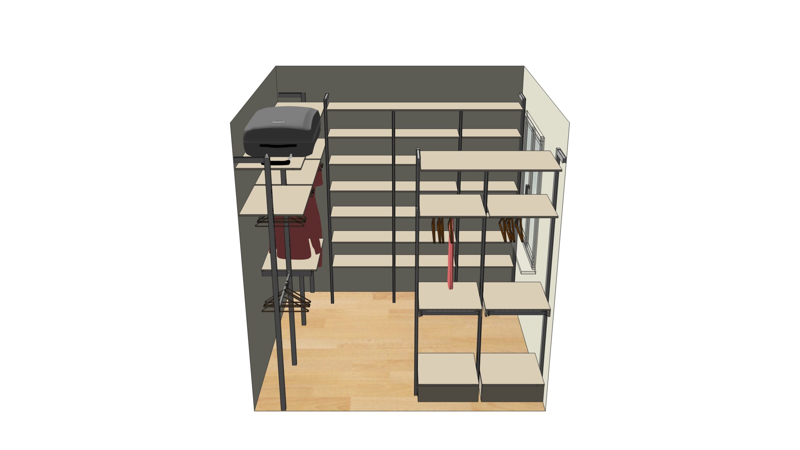 Гардеробная система Vitra алюминий 276x249 см — ракурс 3, гардеробная на заказ