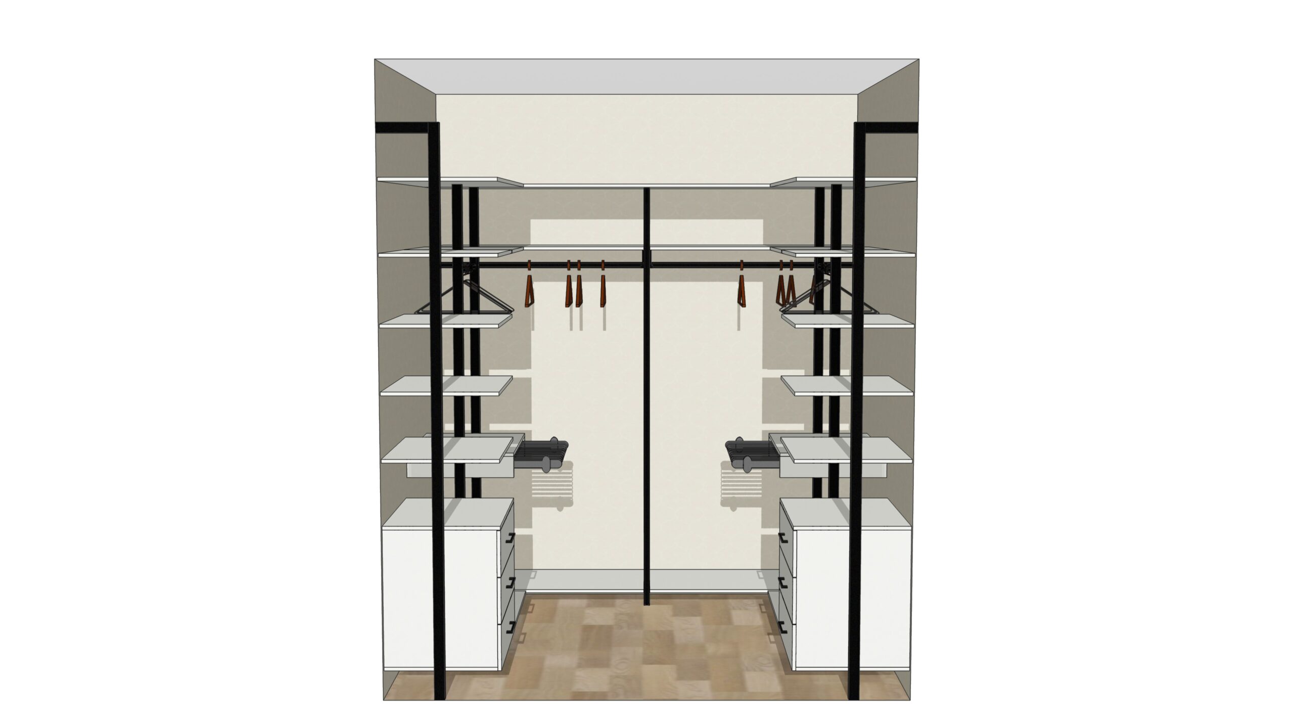 Гардеробная система Vitra Black с металлическими стойками и ЛДСП Egger, ракурс 4