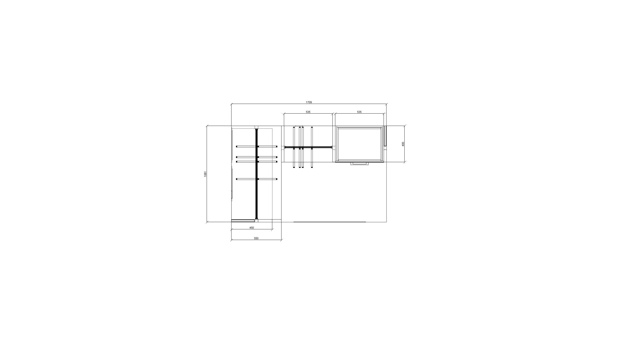 Прихожая на стойках Vitra Black с высококачественным ЛДСП Egger — Гардеробная в прихожей — ракурс 7, гардеробная на заказ