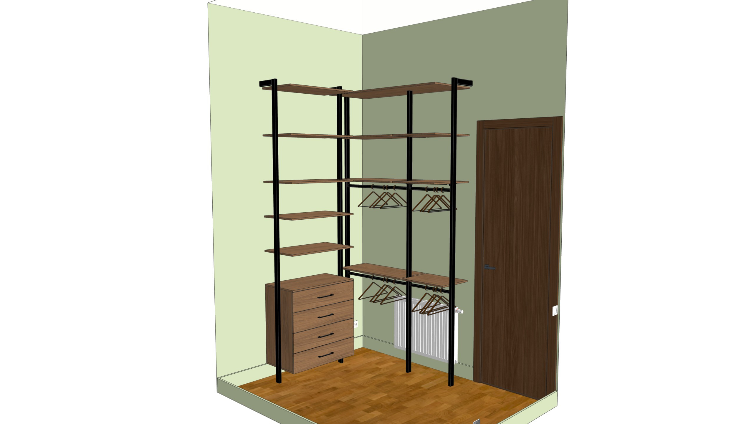 Гардеробная система Stilos Black с отделкой Gardie, ракурс 4