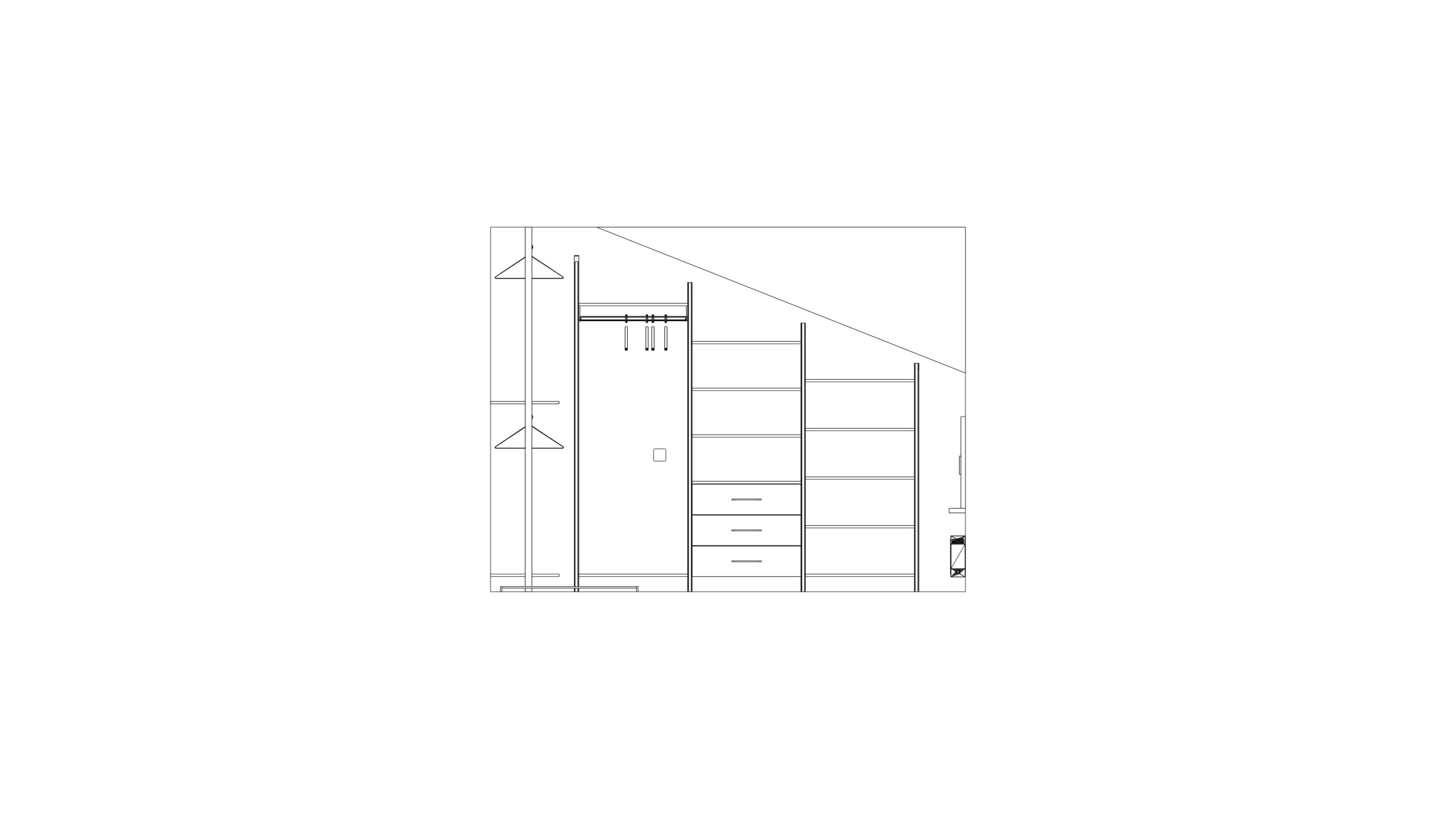 Гардеробная система VITRA в кашемировом сером цвете для мансарды — ракурс 10