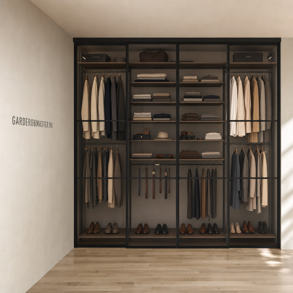 Гардеробная система Vitra Black с декором Дуб Давос трюфель, основной вид