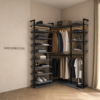 Гардеробная на стойках Vitra Black с подсветкой и серым ЛДСП — Гардеробная система VITRA — основной вид, гардеробная на заказ