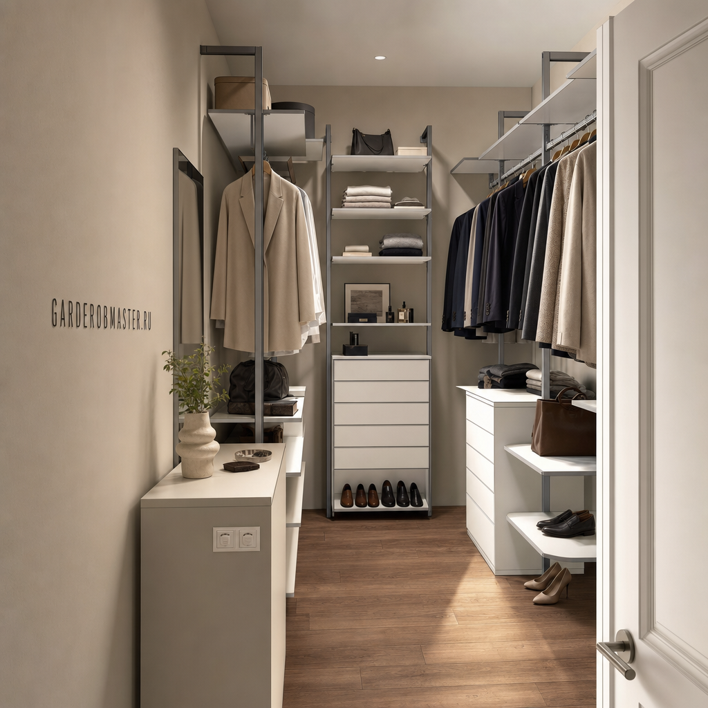 Гардеробная система Vitra алюминий 270x216 см — основной вид, гардеробная на заказ