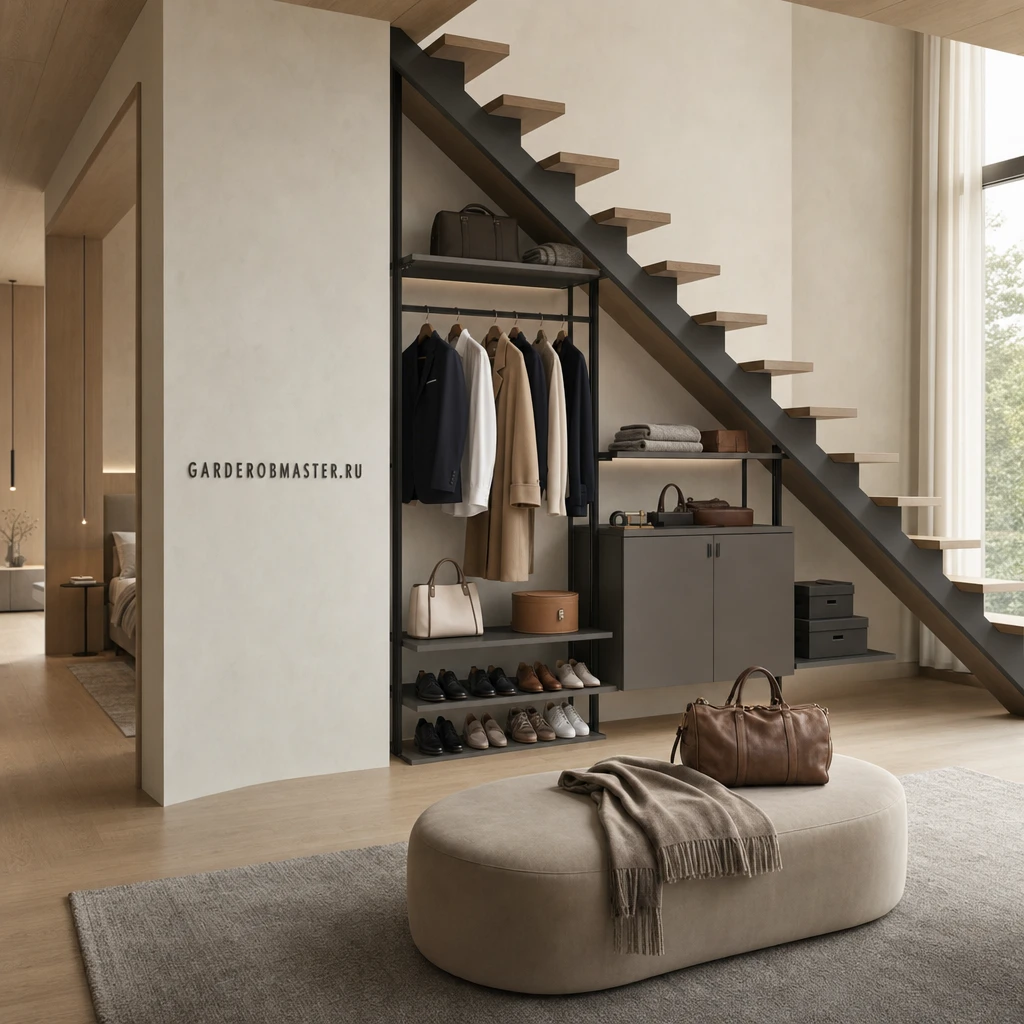 Мини-гардеробная на стойках Vitra Black для салона красоты — сгенерированное изображение 1