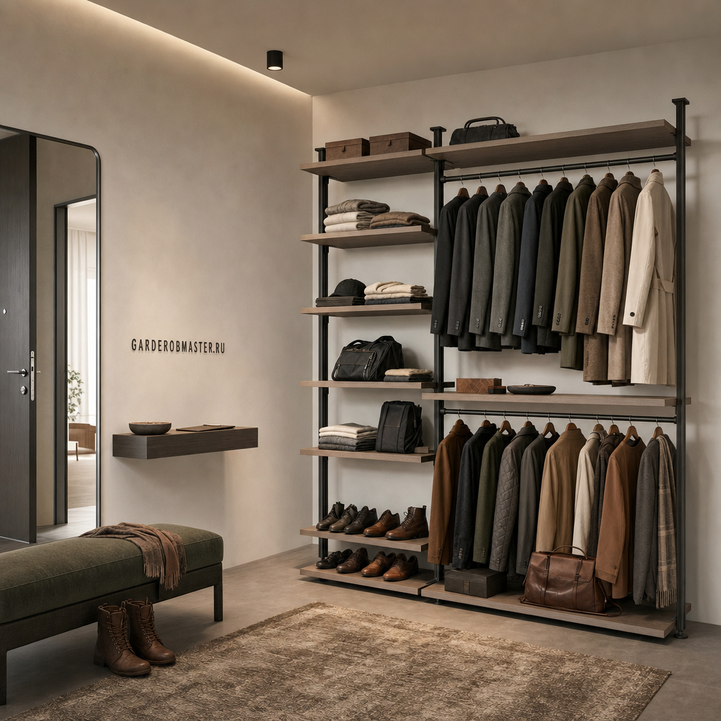 Гардеробная система Vitra Черный с дубом Давос трюфель — сгенерированное изображение 1