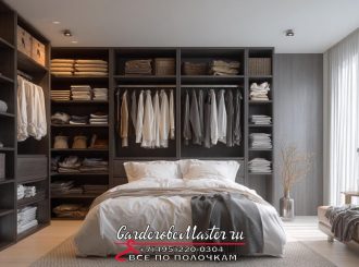Гардеробная система напротив кровати
