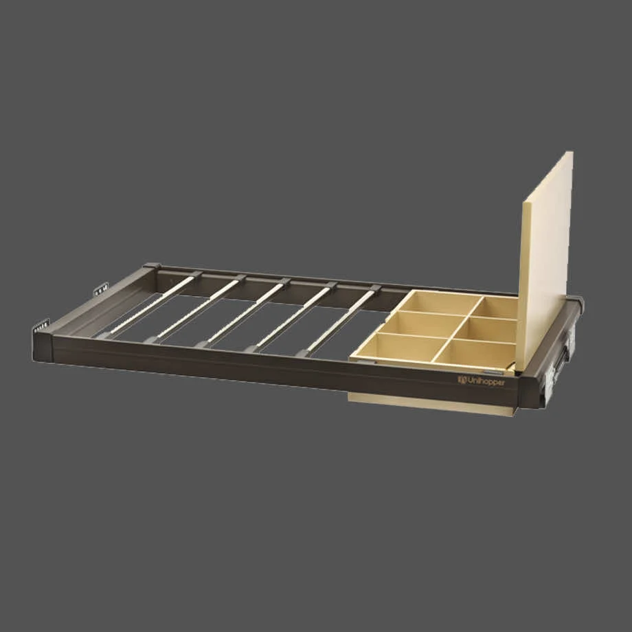 Выдвижная вешалка для брюк Unihopper, в базу 900 мм, с доводчиком, clip-on, Moka